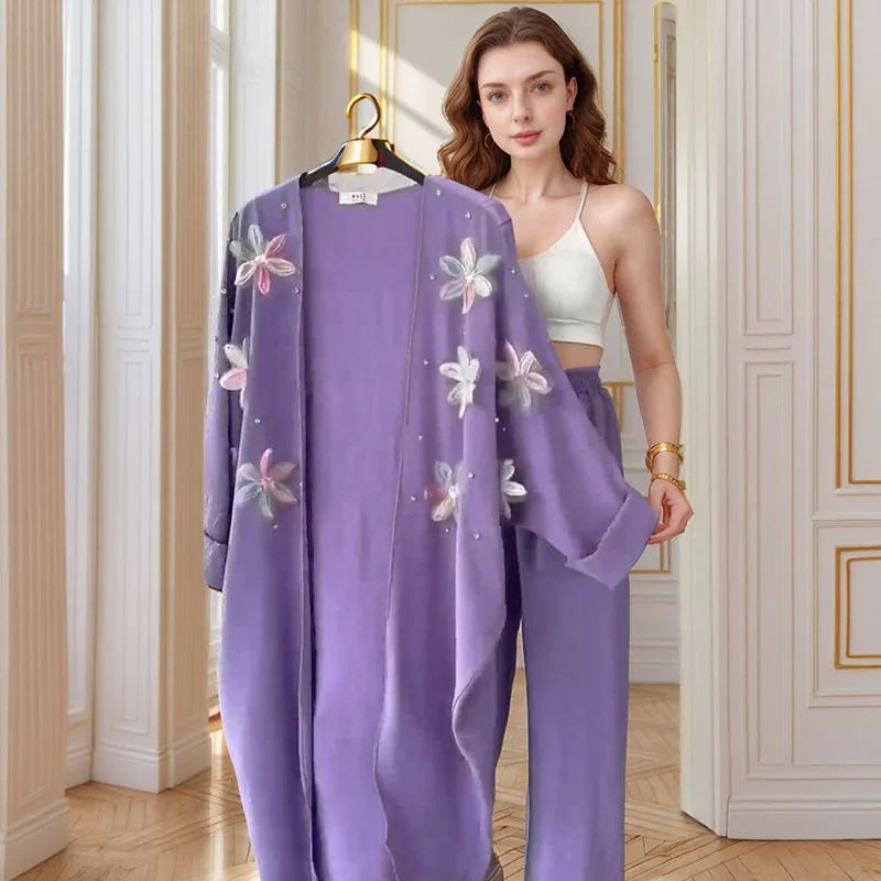 Conjunto Botanika™ com Kimono Bordado e Calça Fluida / Arte, Leveza e Estilo para Quem Vive em Harmonia com o Belo