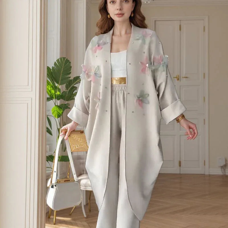 Conjunto Botanika™ com Kimono Bordado e Calça Fluida / Arte, Leveza e Estilo para Quem Vive em Harmonia com o Belo