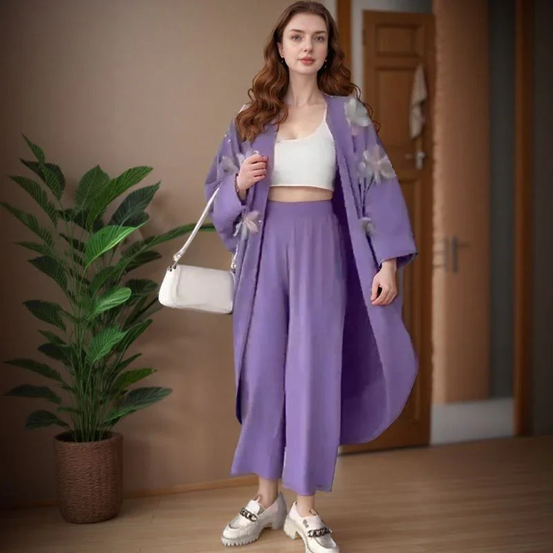 Conjunto Botanika™ com Kimono Bordado e Calça Fluida / Arte, Leveza e Estilo para Quem Vive em Harmonia com o Belo
