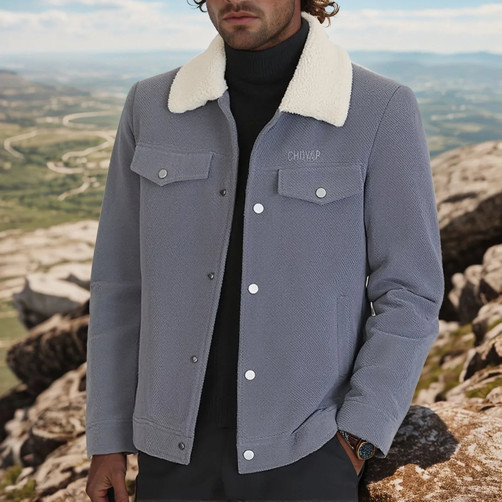 Jaqueta Timberline™ em Veludo Cotelê com Gola Shearling / Para Homens que Encaram o Frio com Estilo e Personalidade!