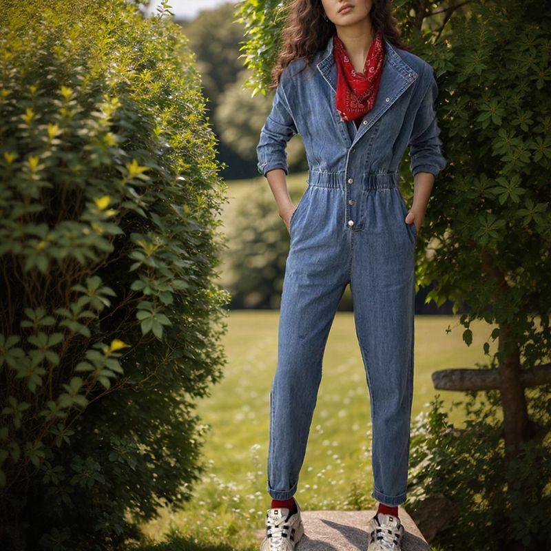 Macacão Malibu™ em Jeans com Cintura Elástica e Botões Metálicos / Estilo Casual com Atitude e Conforto Para Todas as Estações!