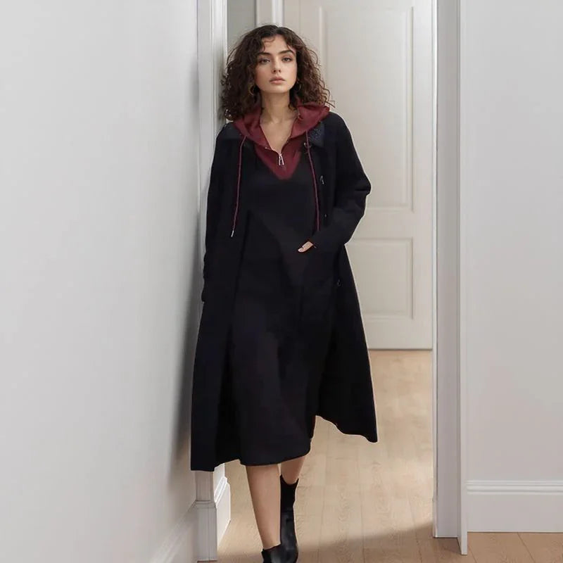 Vestido Celinne™ Estilo Moletom com Capuz e Bolsos Frontais  / Conforto Refinado para Mulheres de Estilo e Personalidade!