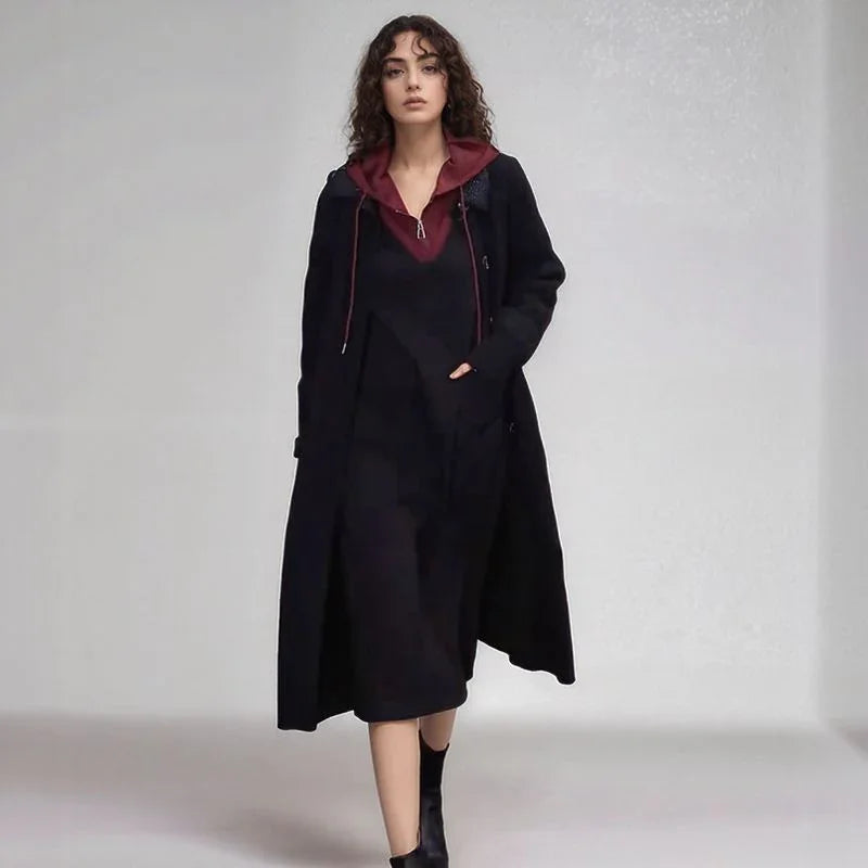 Vestido Celinne™ Estilo Moletom com Capuz e Bolsos Frontais  / Conforto Refinado para Mulheres de Estilo e Personalidade!