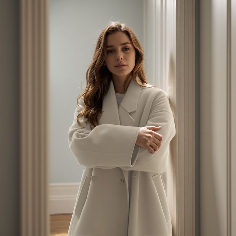 Casaco Noelle™ Estilo Sobretudo com Lapela Clássica / Elegância Minimalista e Aconchego para os Dias Frios