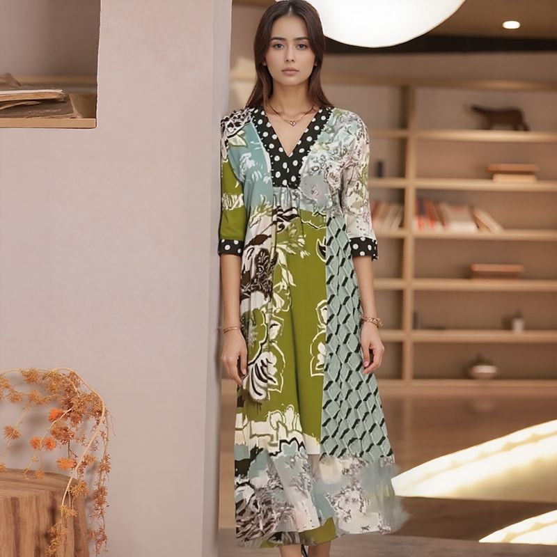 Vestido Palermo™ em Malha Acetinada com Estampa Floral / / Brilho, Charme e Exclusividade em Uma Só Peça!