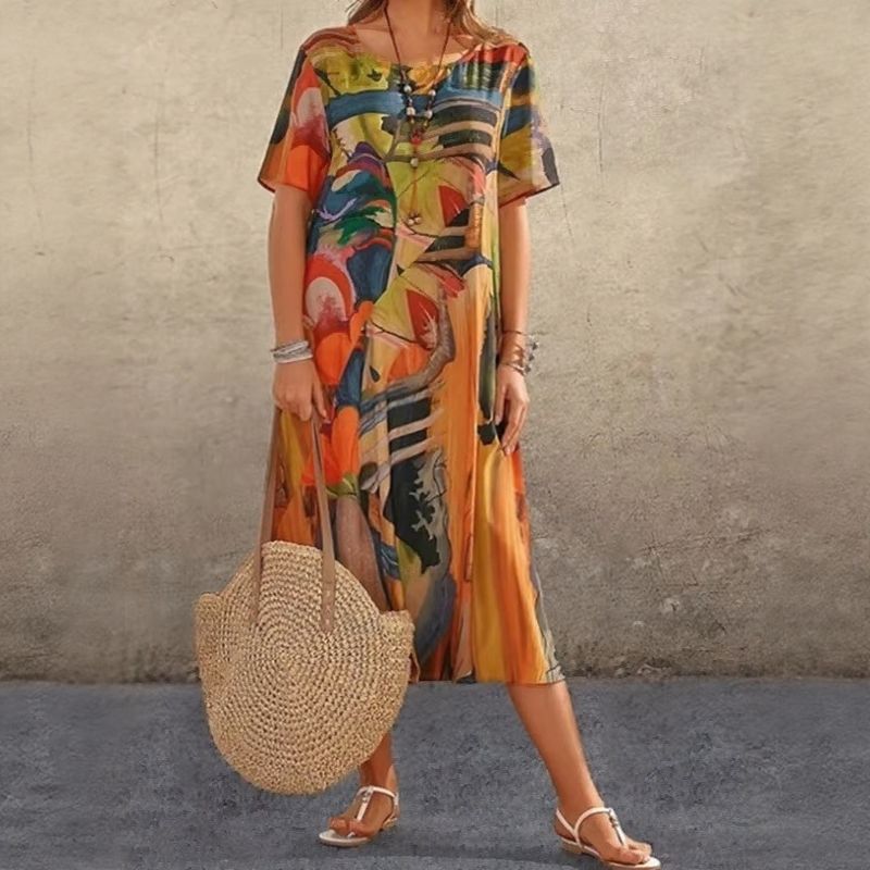 Vestido Galeria™ em Estampa Abstrata Contemporânea / O Estilo que Transforma Você em Obra de Arte!