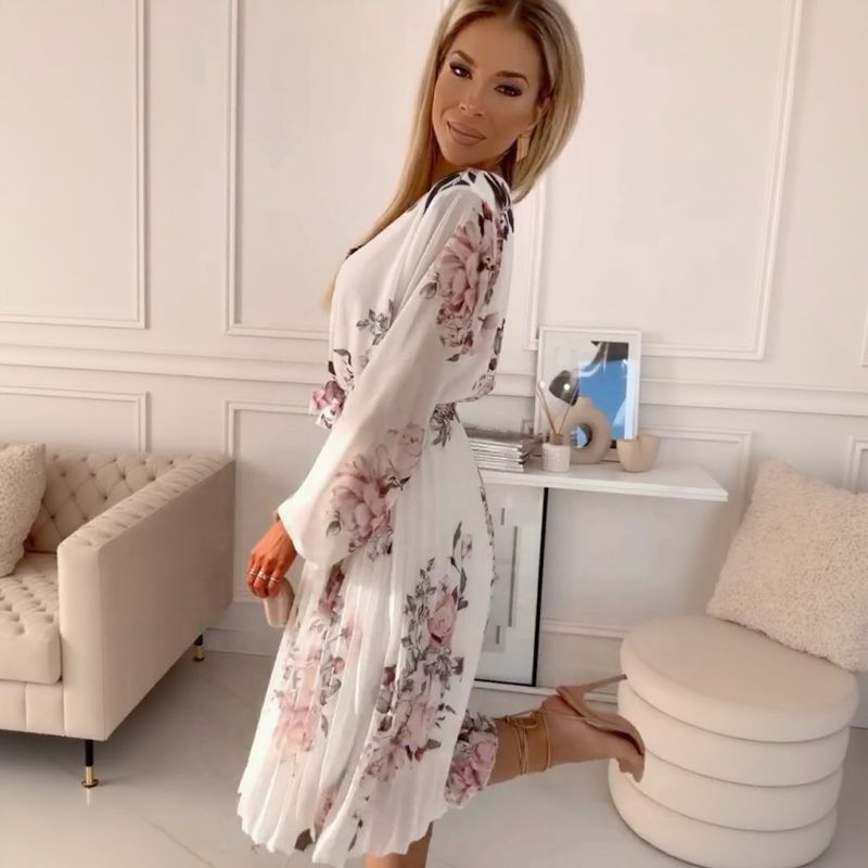 Vestido Rosaline™ em Chiffon Plissado com Decote Transpassado e Cintura Ajustável / Charme Atemporal com Caimento dos Sonhos!