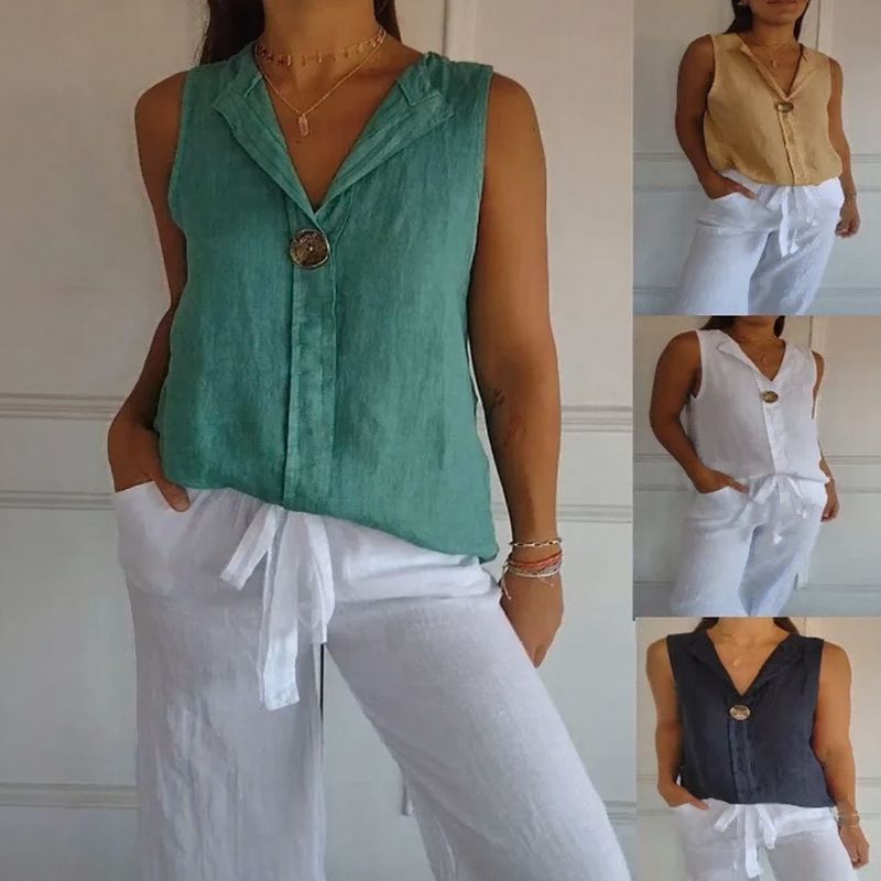 [COMPRE 1 E LEVE 3] Regata Sicília™ Em Linho de Algodão com Gola Lapela / Frescor, Charme e Conforto para o Dia a Dia!