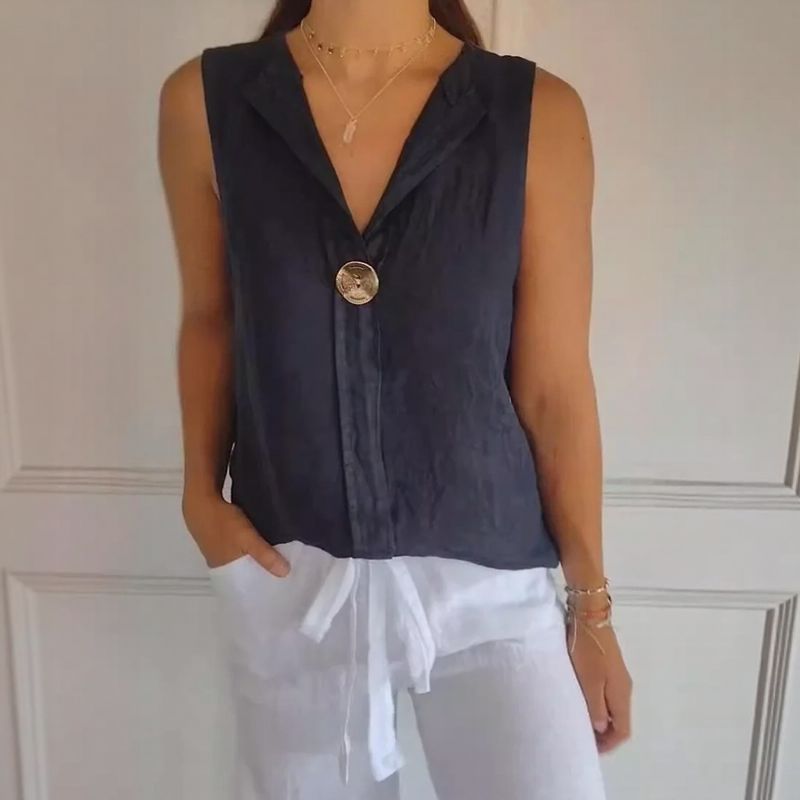 [COMPRE 1 E LEVE 3] Regata Sicília™ Em Linho de Algodão com Gola Lapela / Frescor, Charme e Conforto para o Dia a Dia!