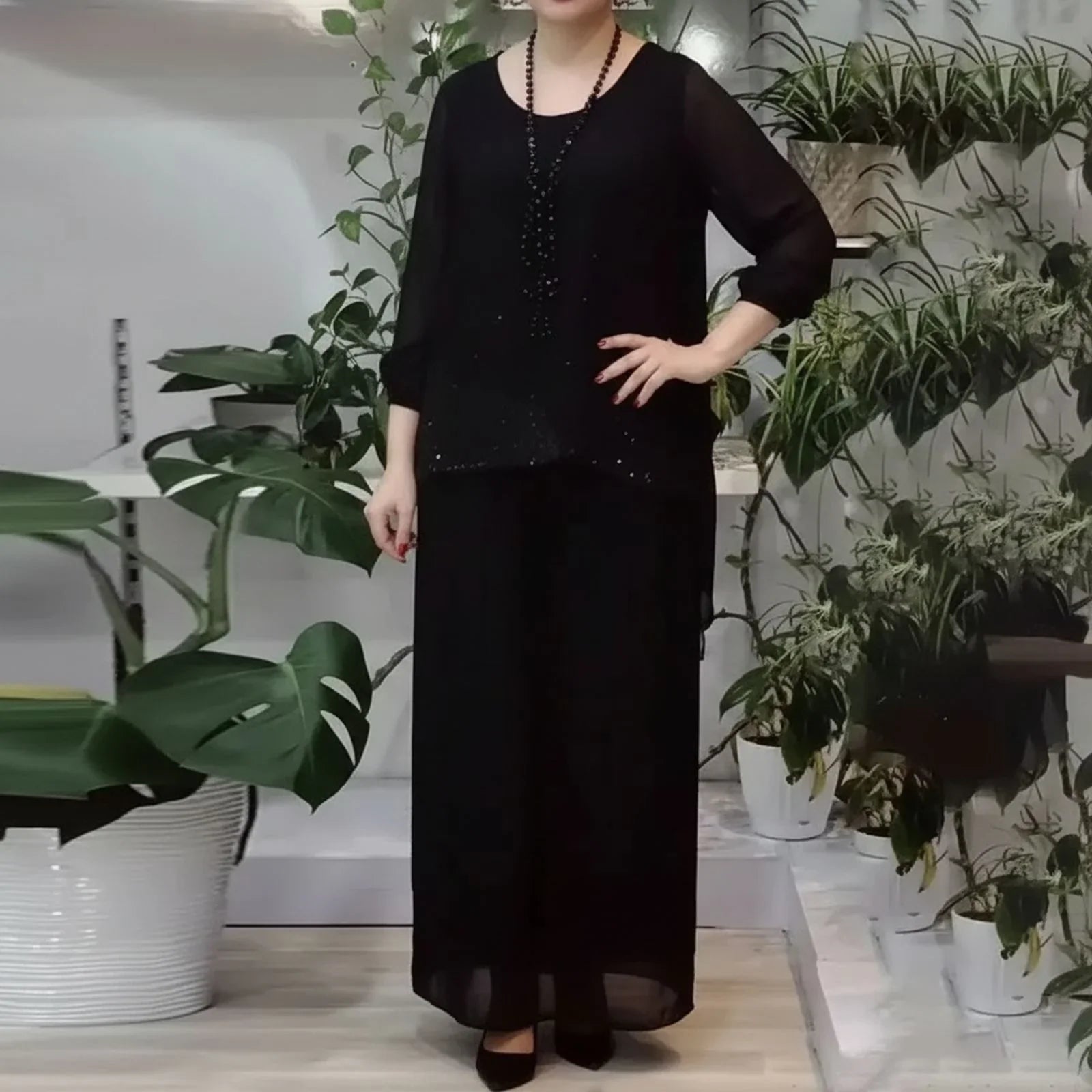 Conjunto Celeste™ Acetinado Premium com Sobreposição Fluida / Elegância Atemporal em Cada Movimento!