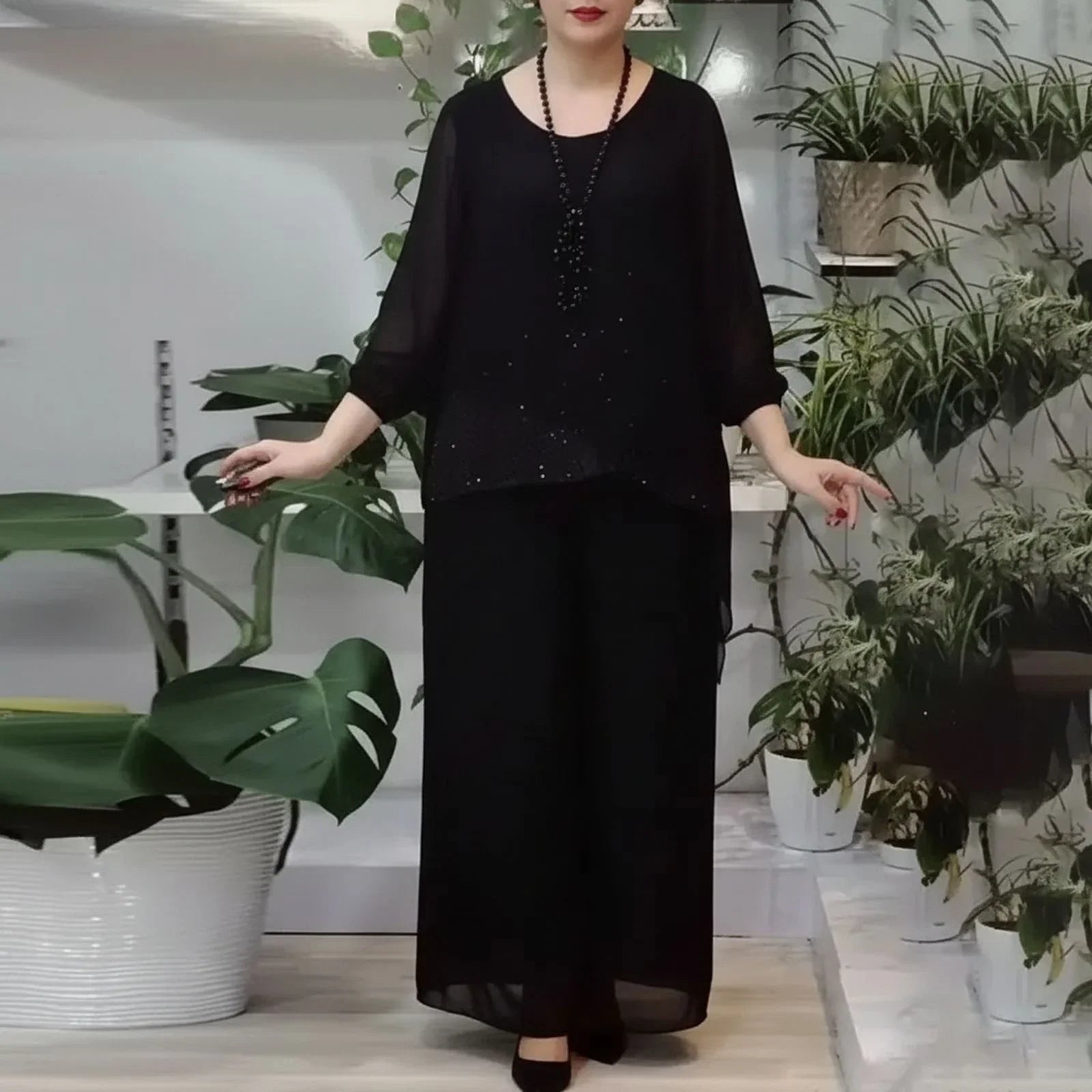 Conjunto Celeste™ Acetinado Premium com Sobreposição Fluida / Elegância Atemporal em Cada Movimento!