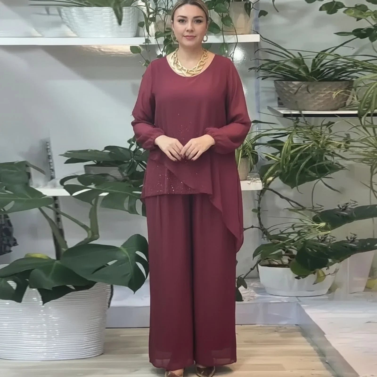 Conjunto Celeste™ Acetinado Premium com Sobreposição Fluida / Elegância Atemporal em Cada Movimento!