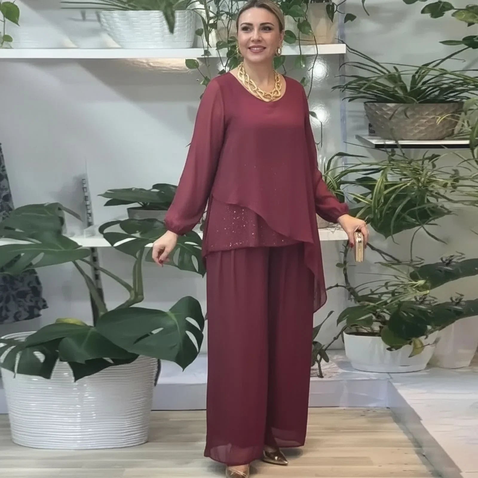 Conjunto Celeste™ Acetinado Premium com Sobreposição Fluida / Elegância Atemporal em Cada Movimento!