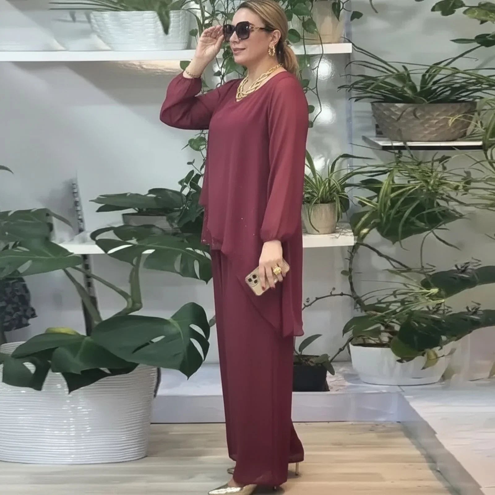 Conjunto Celeste™ Acetinado Premium com Sobreposição Fluida / Elegância Atemporal em Cada Movimento!