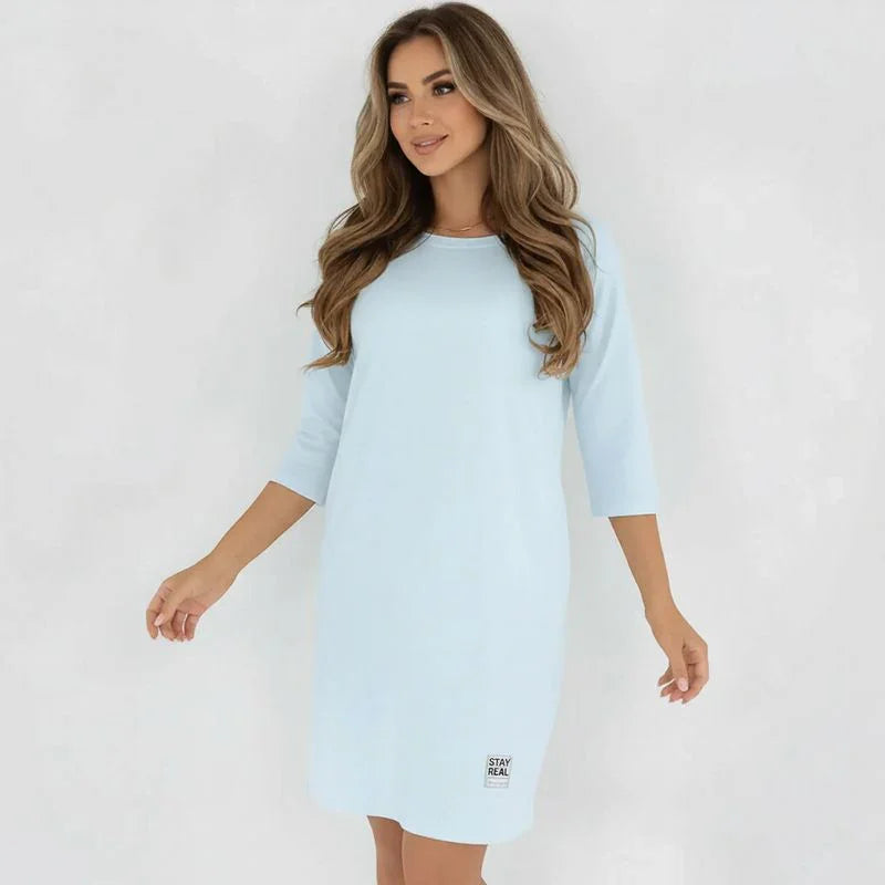 Vestido Daily™ em Malha Confort com Mangas 3/4 / O Básico Sofisticado que Valoriza o Corpo sem Marcar!