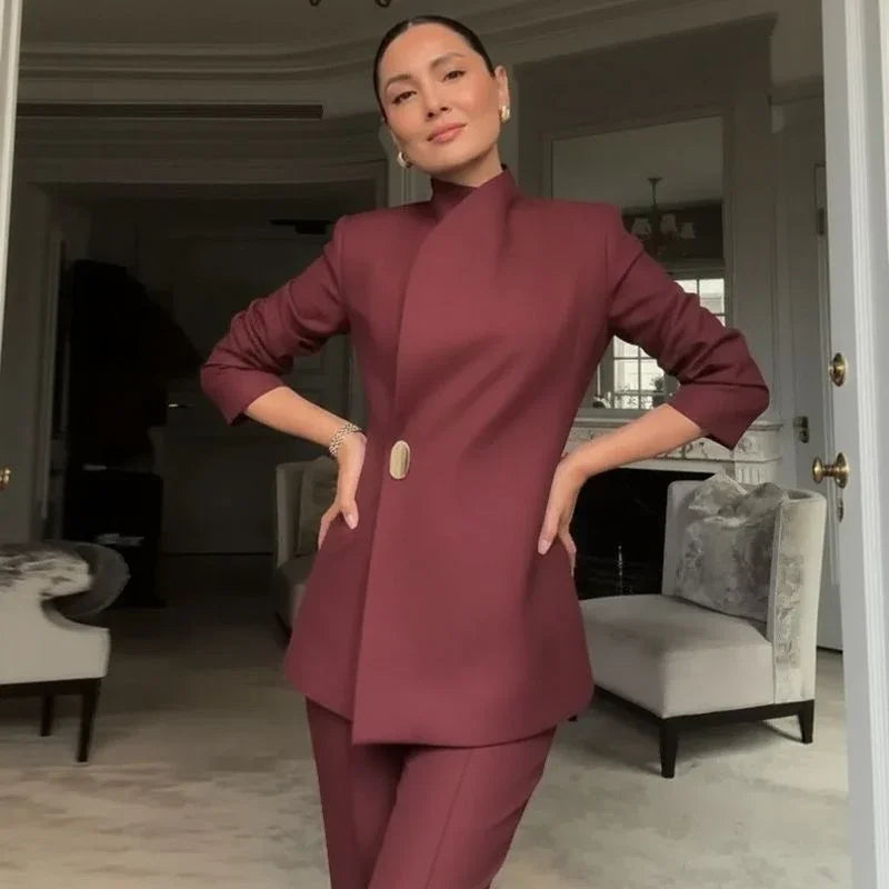 Conjunto Catherine™ com Blazer de Alfaiataria e Calça de Corte Reto que Não Marca / Um Look de Presença para Mulheres que Lideram!