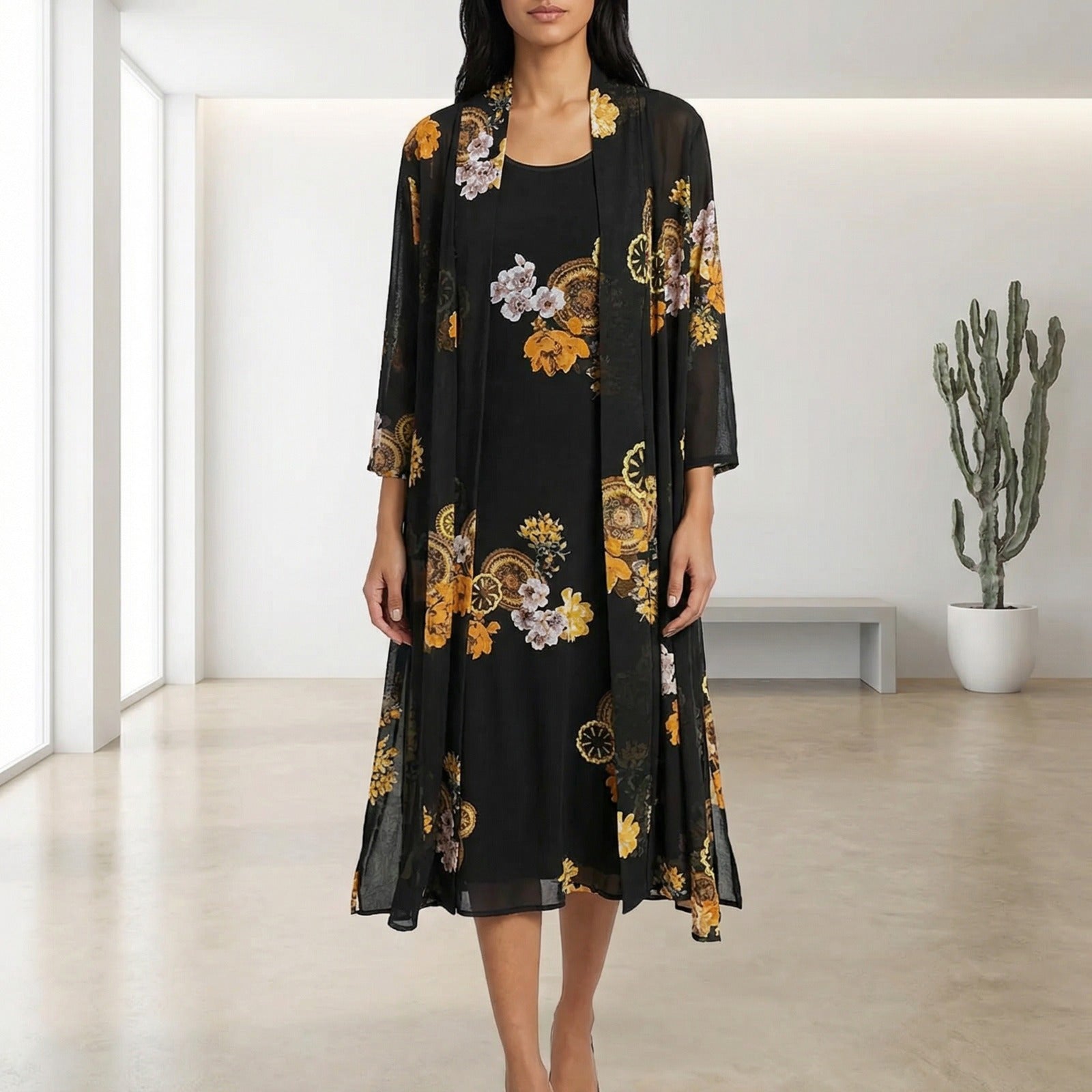 Conjunto Sunny Vestido + Cardigã / Conforto Atemporal com o Melhor do Design Floral!