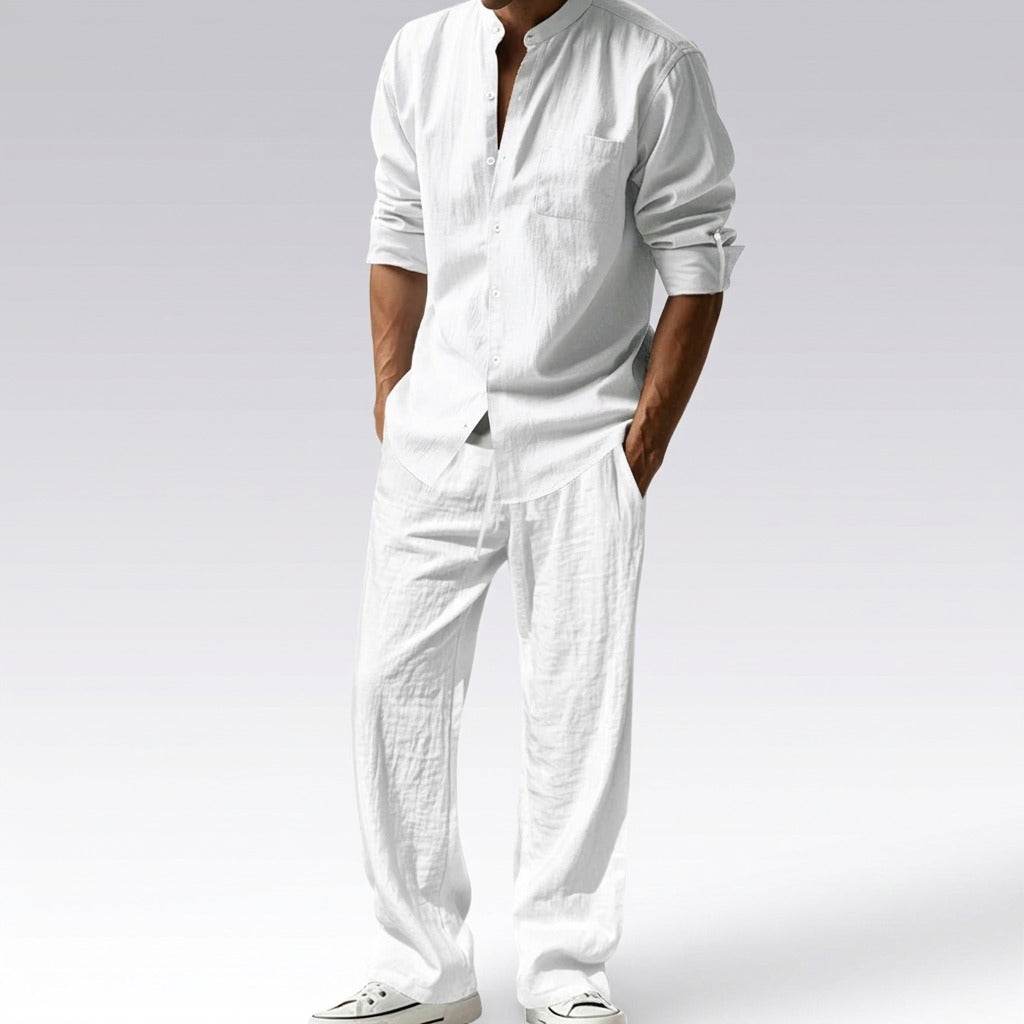 Conjunto Trancoso™ em Linho de Algodão com Design Sofisticado