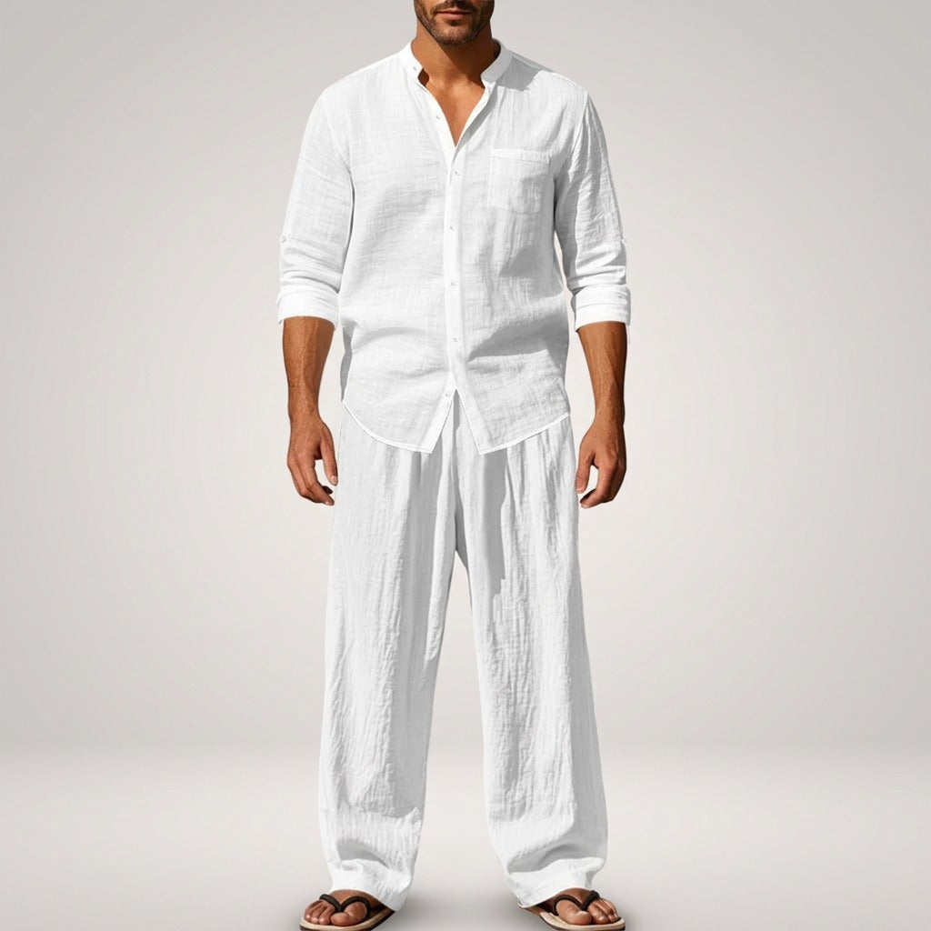 Conjunto Trancoso™ em Linho de Algodão com Design Sofisticado