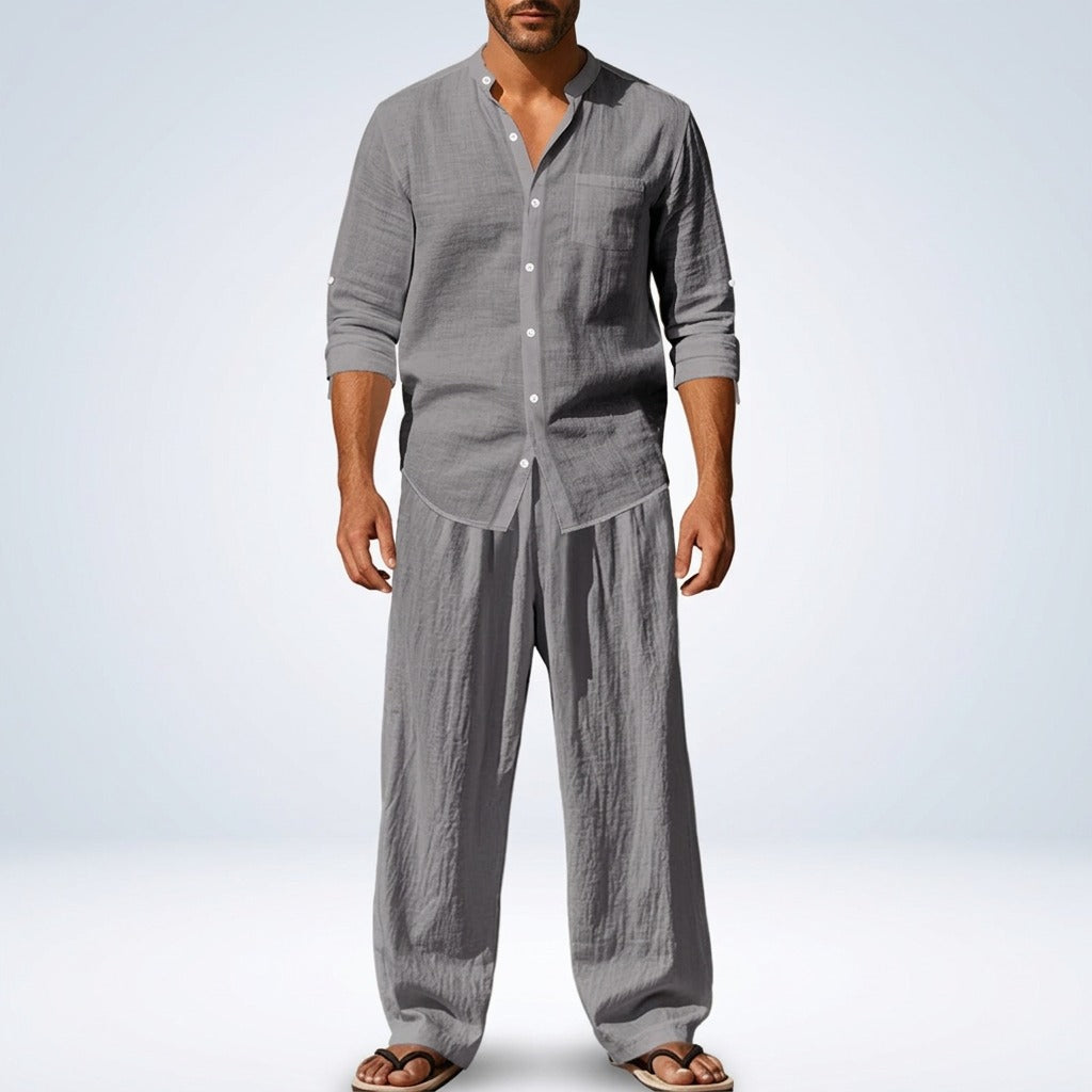 Conjunto Trancoso™ em Linho de Algodão com Design Sofisticado