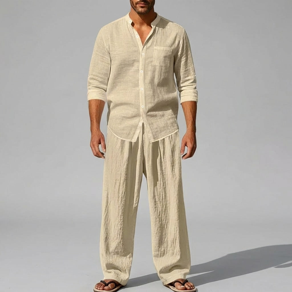 Conjunto Trancoso™ em Linho de Algodão com Design Sofisticado