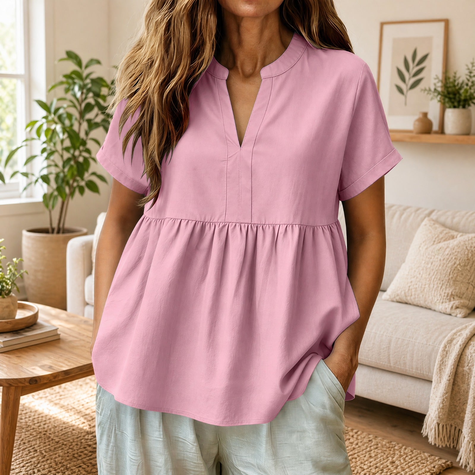 Blusinha Laura™ com Gola Colarinho e Toque Suave