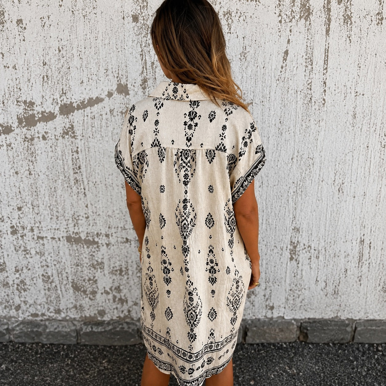 Vestido Midi Zahara™ em Linho de Algodão com Botões Frontais