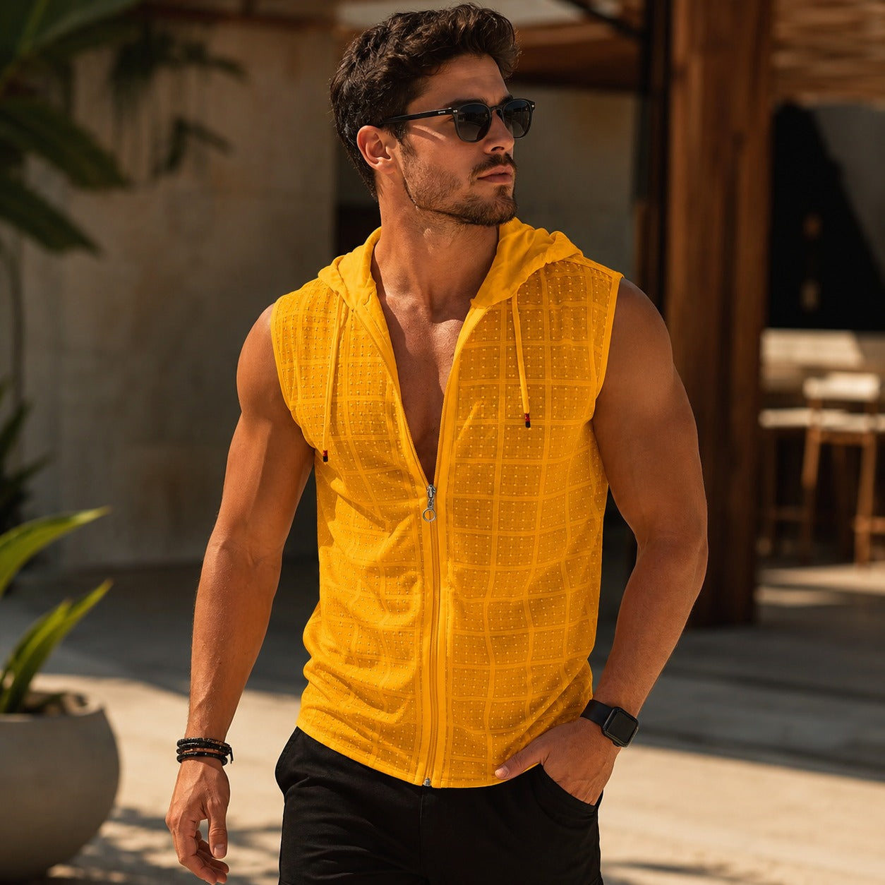 Colete Carter™ em Malha Texturizada Premium com Capuz Integrado