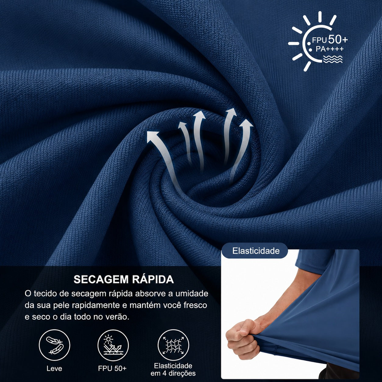 Camiseta Atlas™ com Proteção Solar UPF 50+ e Tecnologia DryFit / Frescor e Proteção em Qualquer Movimento