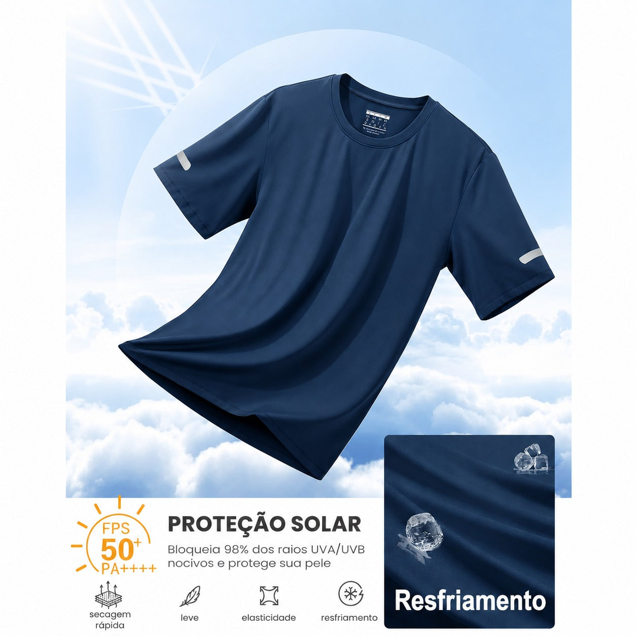 Camiseta Atlas™ com Proteção Solar UPF 50+ e Tecnologia DryFit / Frescor e Proteção em Qualquer Movimento