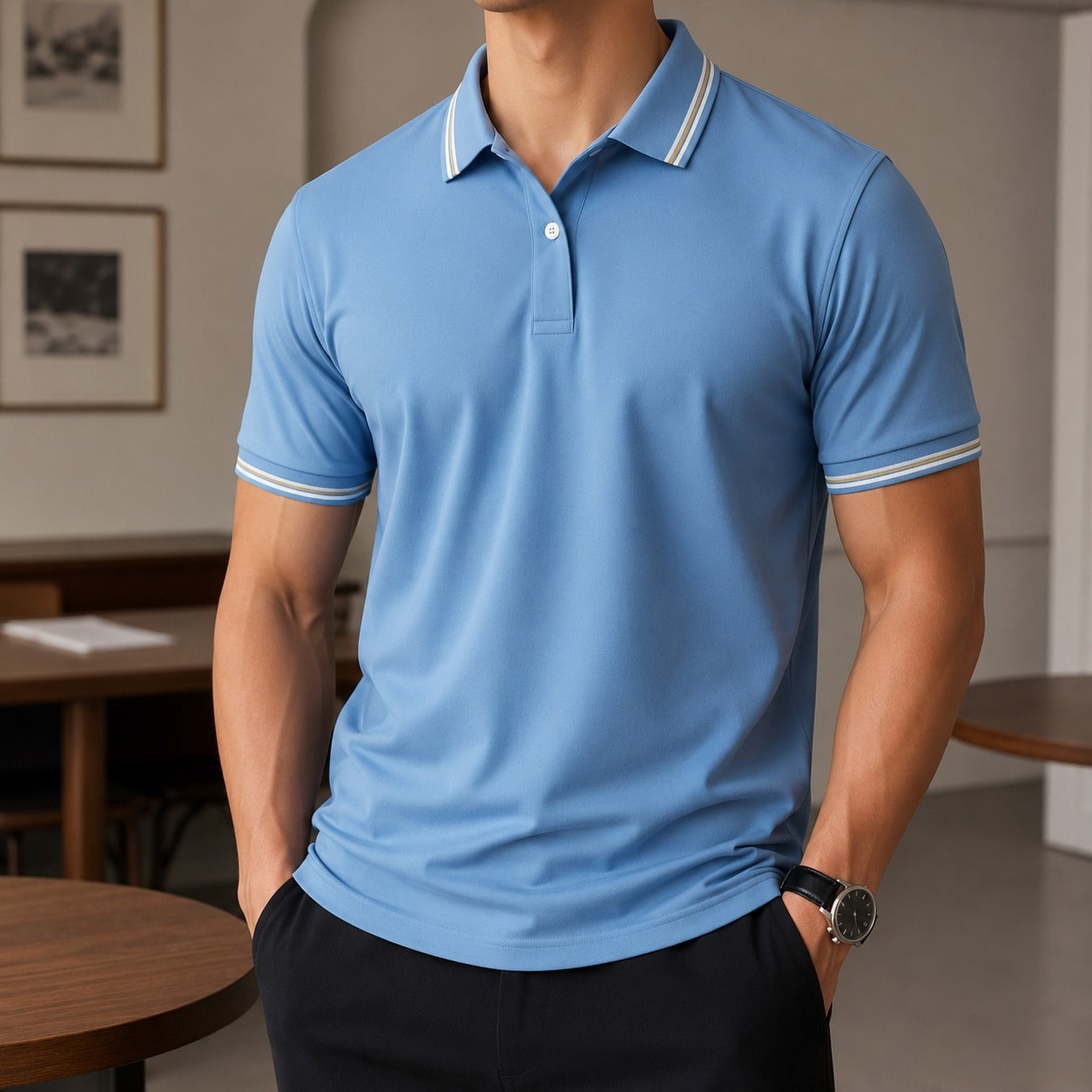 Camisa Polo Darian™ com Gola Contrastante, Manga Curta e Modelagem Clássica
