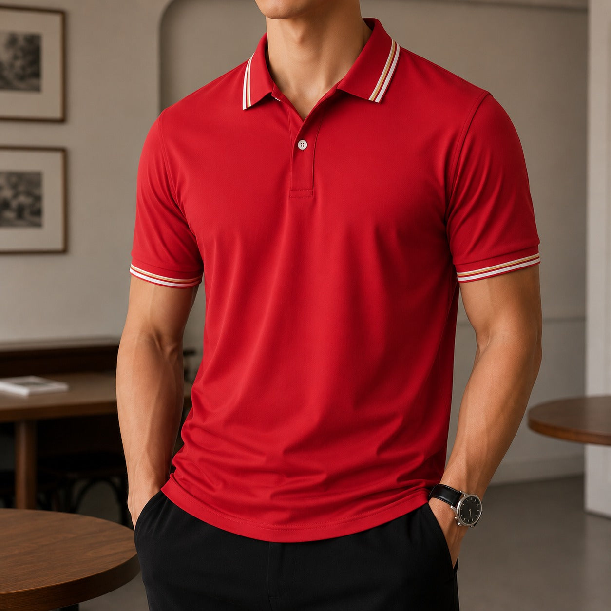 Camisa Polo Darian™ com Gola Contrastante, Manga Curta e Modelagem Clássica