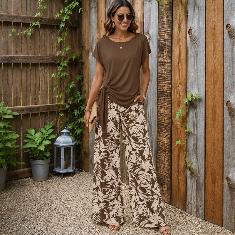Conjunto Calandra™ com Blusa com Drapeado Lateral e Calça Pantalona Charmosa / Movimento Que Deixa O Visual Mais Elegante