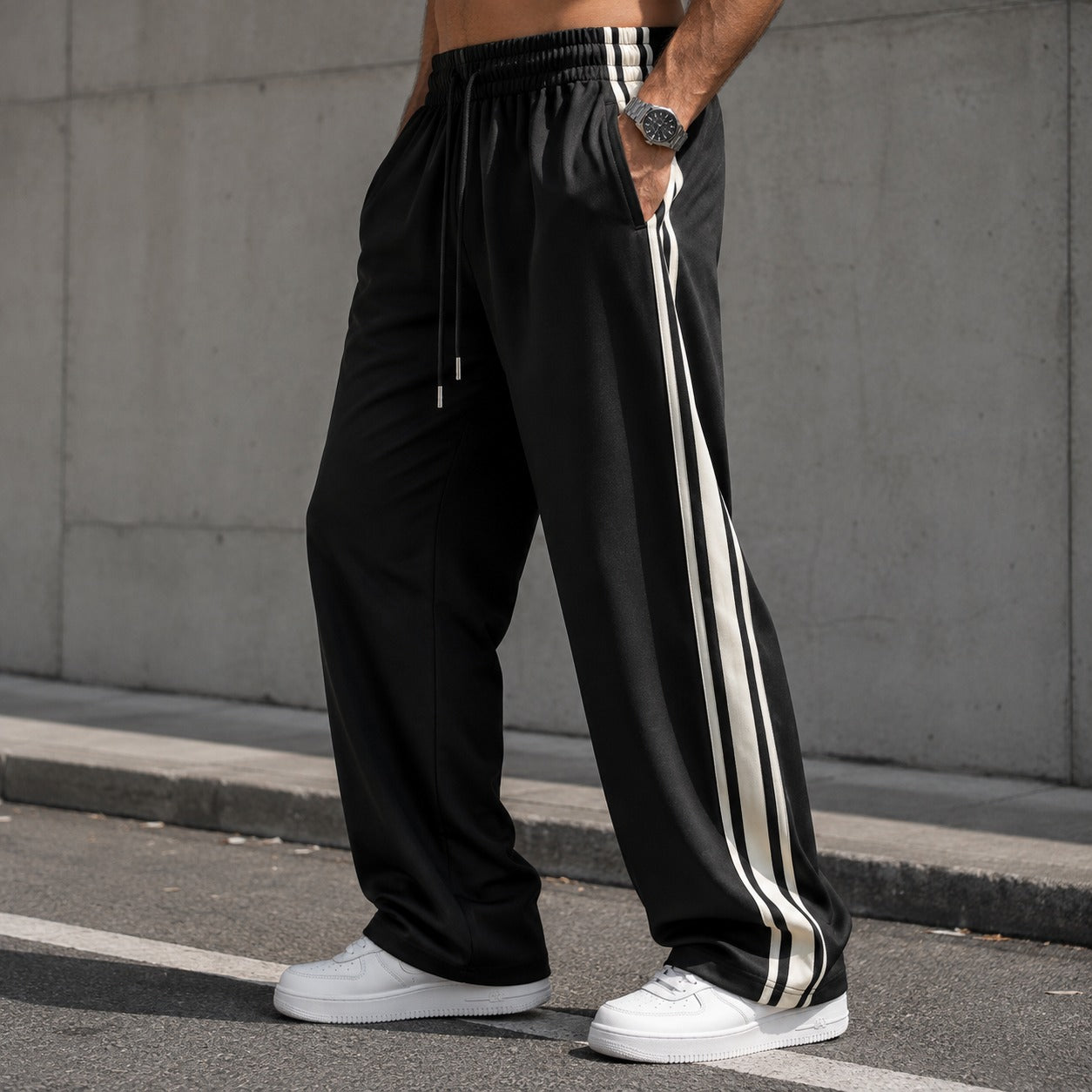 Calça Maxton™ com Listras Laterais, Cós Ajustável e Corte Reto / Um Clássico Esportivo para a Rotina