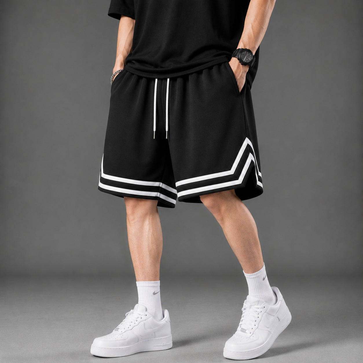 Bermuda Renzo™ com Cordão Ajustável, Detalhes Contrastantes e Design Esportivo / Ideal Para Treinos e Momentos Casuais