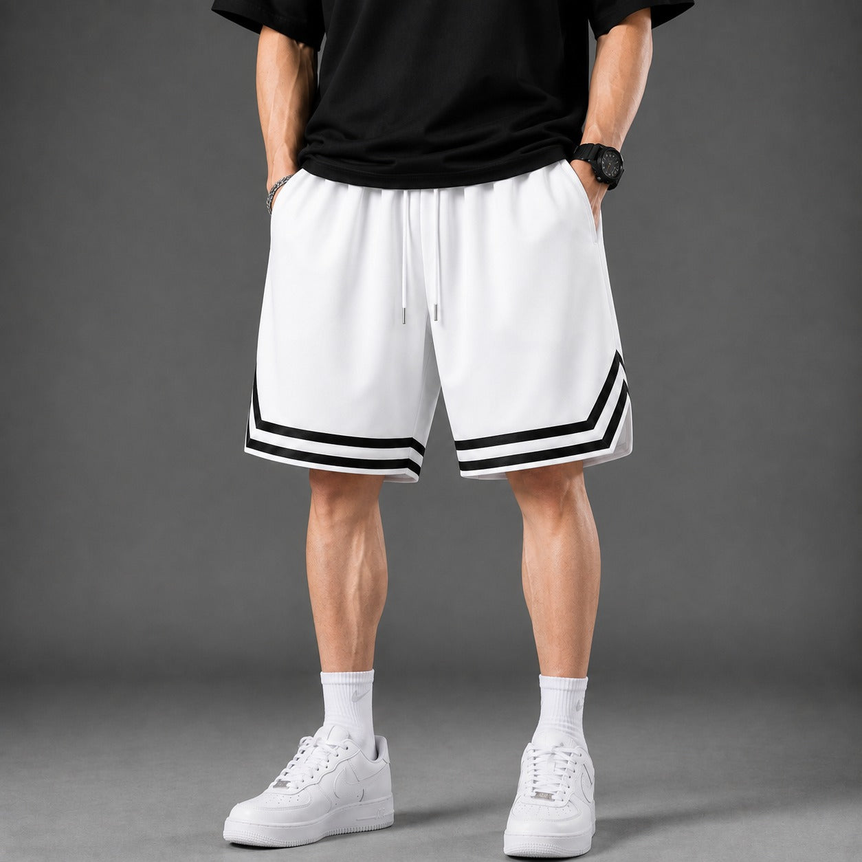 Bermuda Renzo™ com Cordão Ajustável, Detalhes Contrastantes e Design Esportivo / Ideal Para Treinos e Momentos Casuais