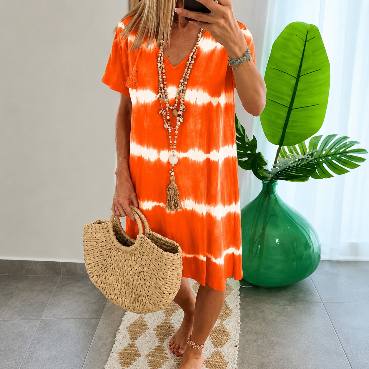 Vestido Serenata™ com Listras Horizontais e Modelagem Solta / Leveza e Cor para Aproveitar os Dias de Verão.