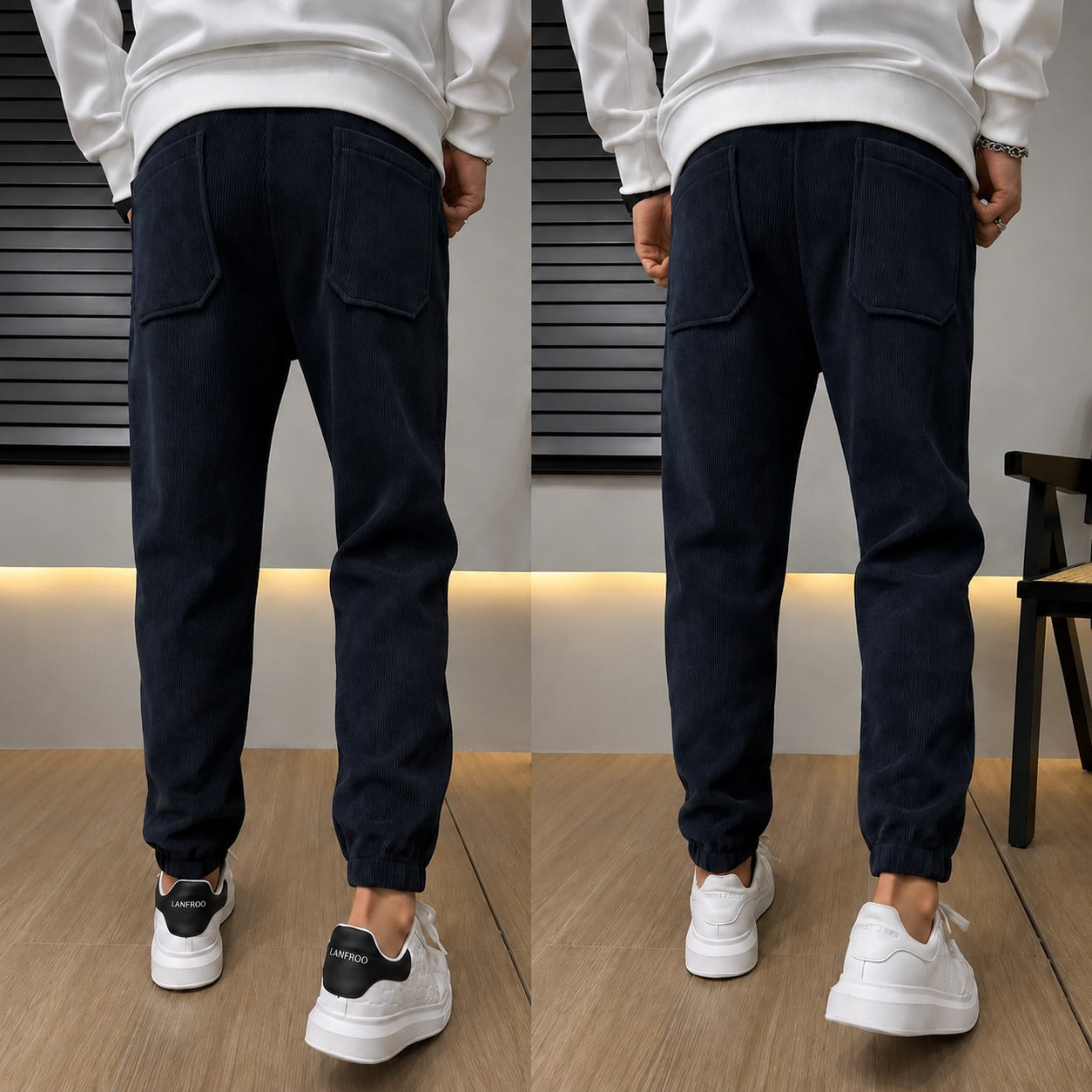 Calça Cedric™ com Textura Canelada e Modelagem Jogger  / Conforto e Ajuste Prático Para Acompanhar a Rotina.