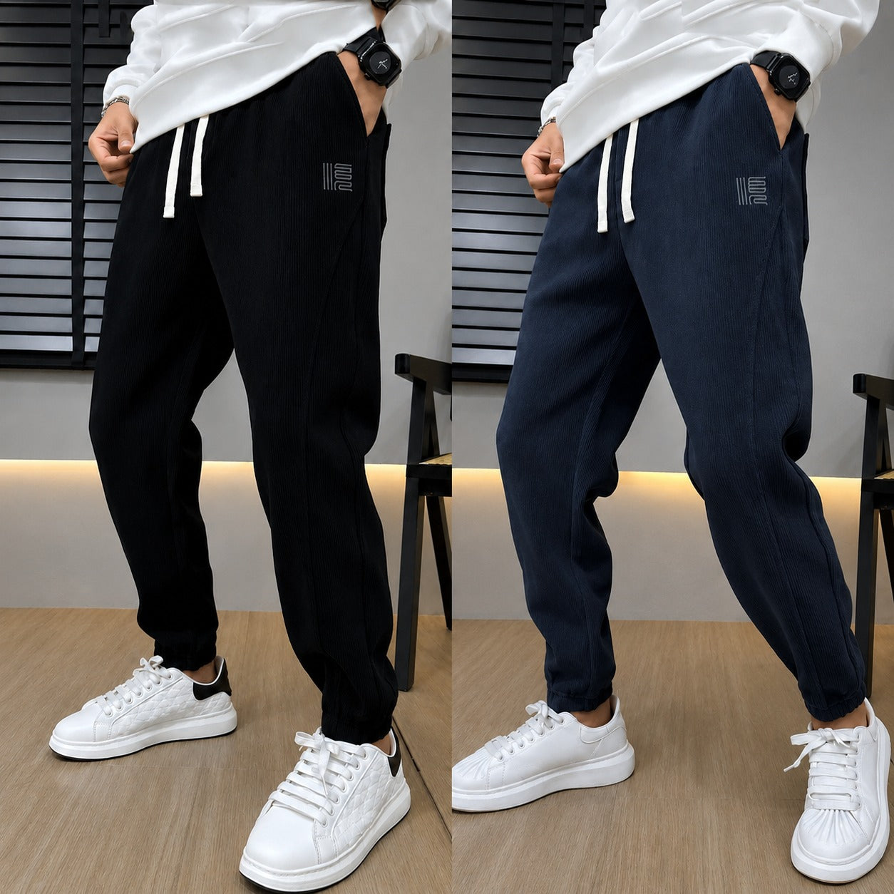 Calça Cedric™ com Textura Canelada e Modelagem Jogger  / Conforto e Ajuste Prático Para Acompanhar a Rotina.