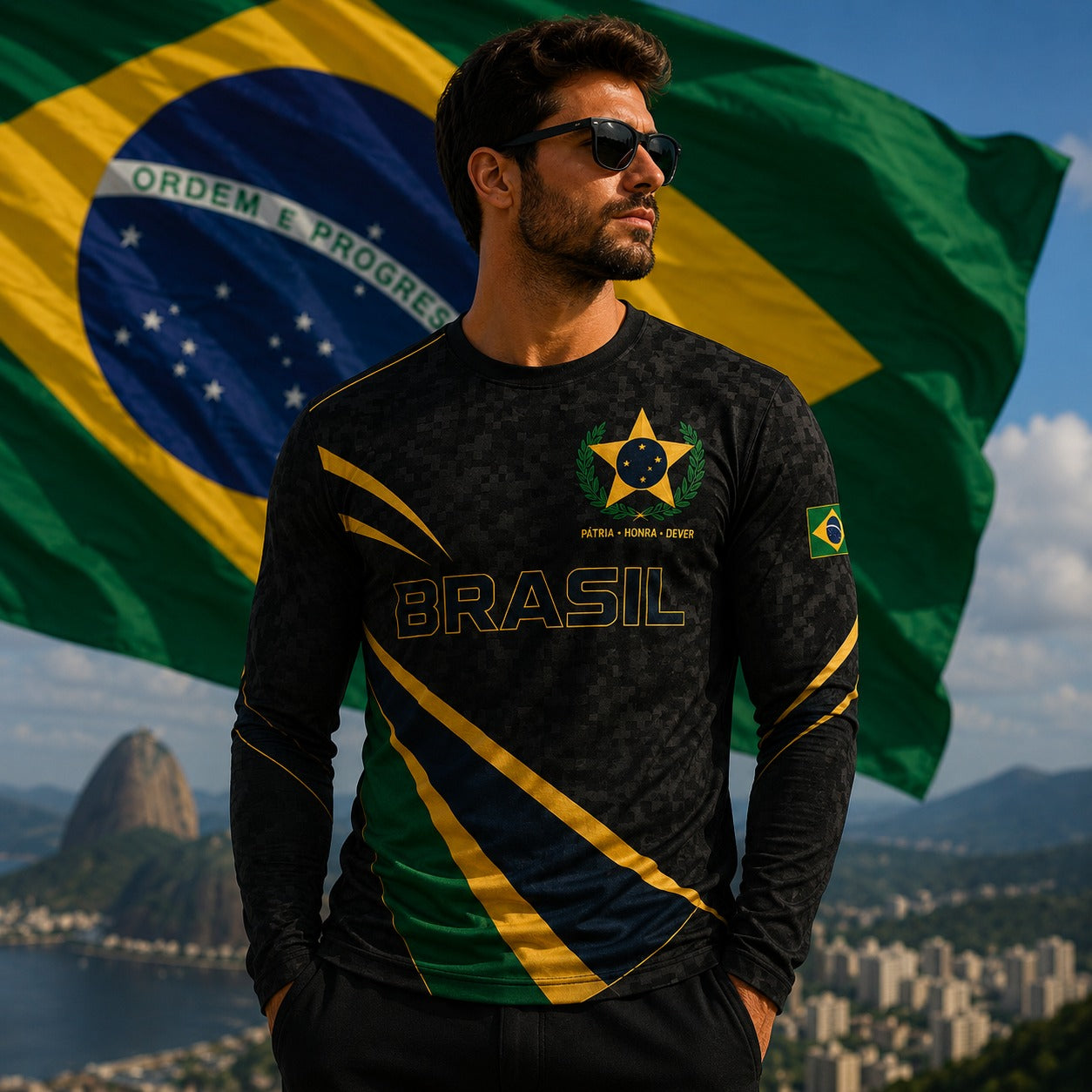 [COMPRE 2 E LEVE 3] Camiseta Patriota™ Manga Longa em Malha Respirável / O Orgulho de Ser Brasileiro em Cada Detalhe
