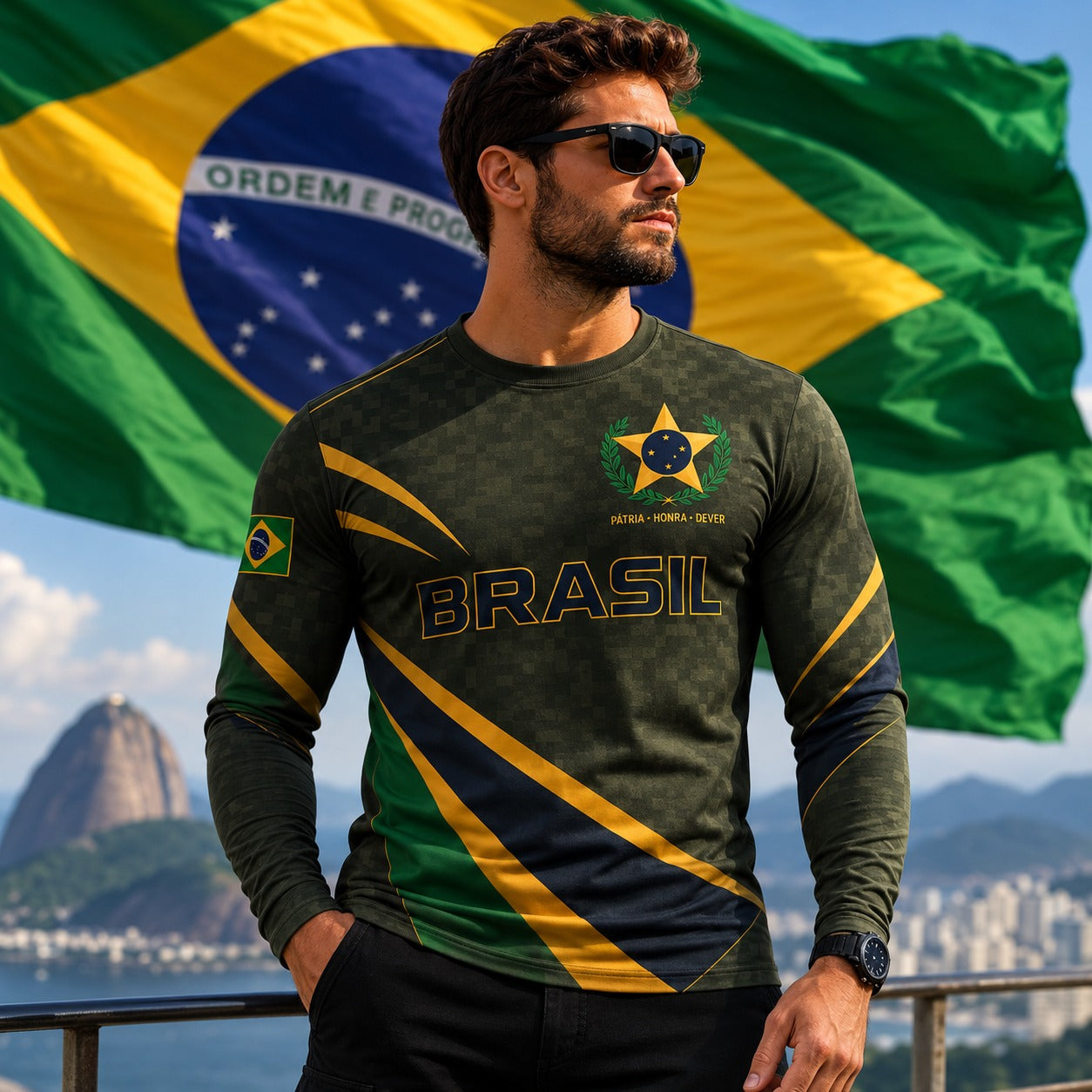 [COMPRE 2 E LEVE 3] Camiseta Patriota™ Manga Longa em Malha Respirável / O Orgulho de Ser Brasileiro em Cada Detalhe