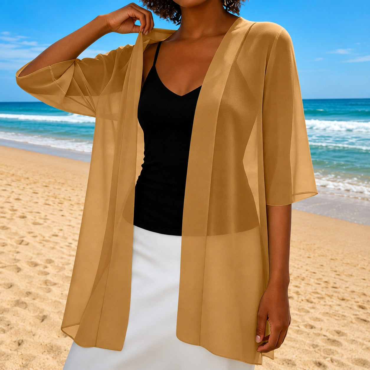 Cardigan Laura™ com Tecido Leve e Translúcido e Modelagem Aberta / Leveza Para Sobrepor sem Pesar o Look