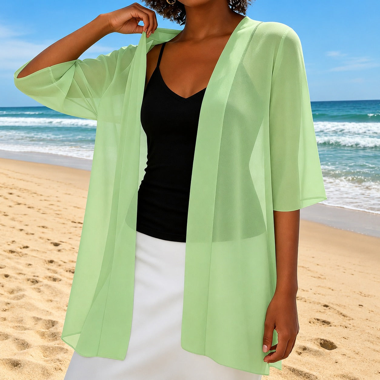 Cardigan Laura™ com Tecido Leve e Translúcido e Modelagem Aberta / Leveza Para Sobrepor sem Pesar o Look