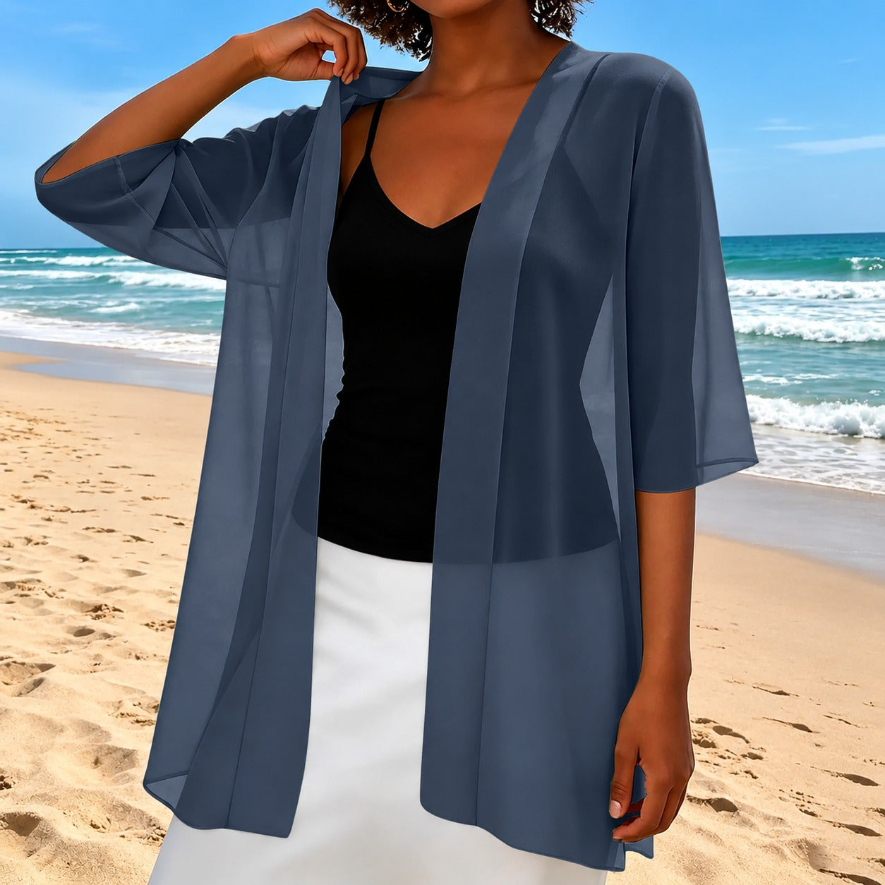 Cardigan Laura™ com Tecido Leve e Translúcido e Modelagem Aberta / Leveza Para Sobrepor sem Pesar o Look