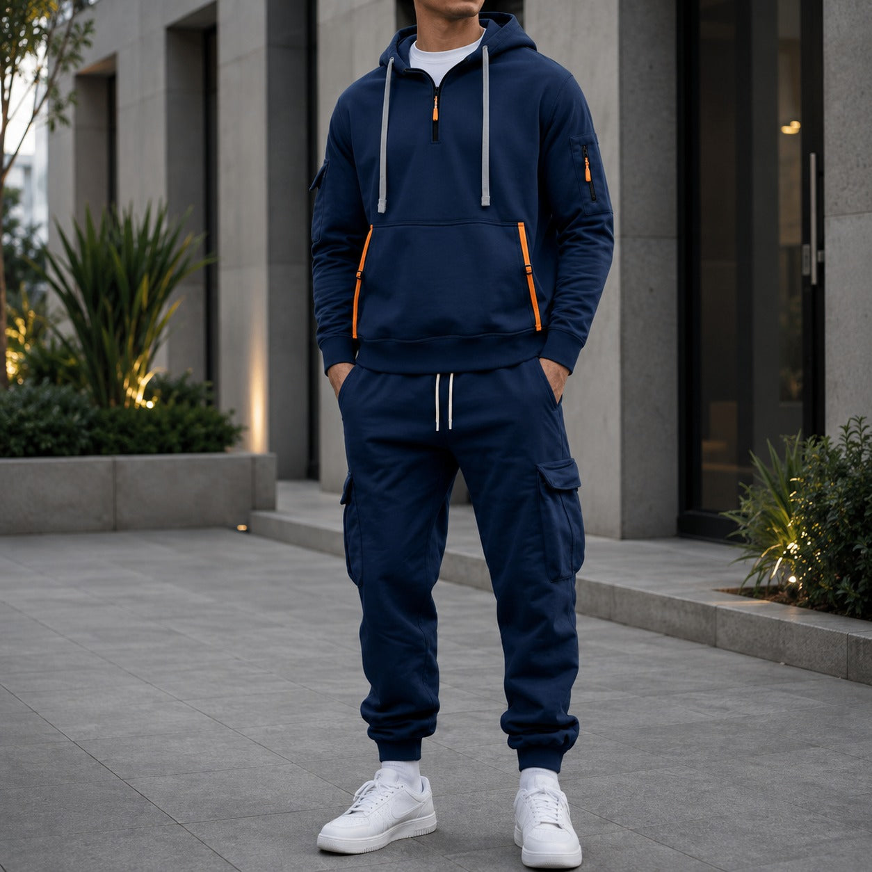 Conjunto Drevon™ com Moletom de Bolsos Utilitários e Calça Cargo Jogger / Um Visual Urbano Que Une Presença E Praticidade