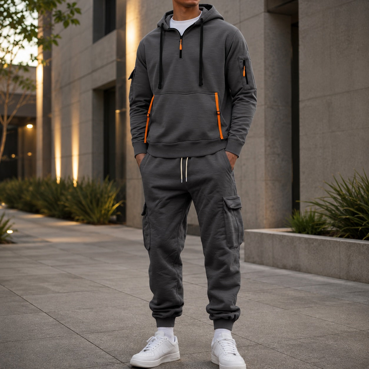 Conjunto Drevon™ com Moletom de Bolsos Utilitários e Calça Cargo Jogger / Um Visual Urbano Que Une Presença E Praticidade