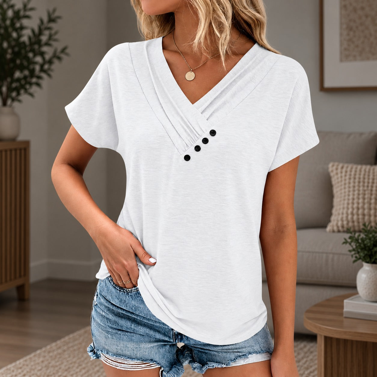Blusa Nadine™ com Decote V Transpassado e Modelagem Soltinha / Leveza para Acompanhar Diferentes Momentos do Dia