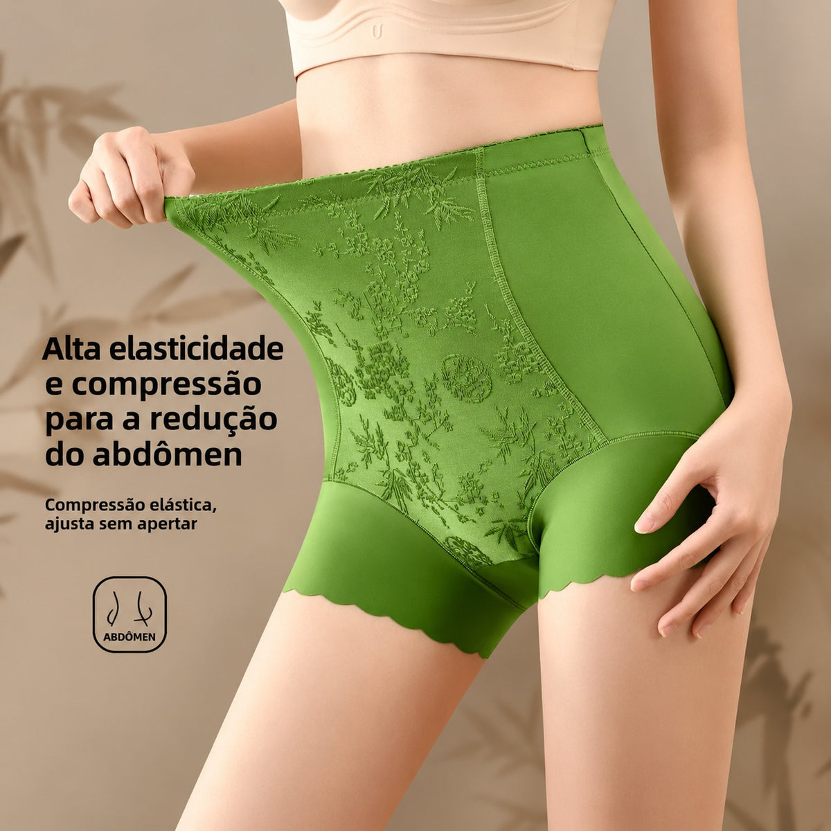 Calcinha Modeladora Valina™ com Cintura Alta e Painel Floral / Modelagem Que Combina Sustentação e Delicadeza.