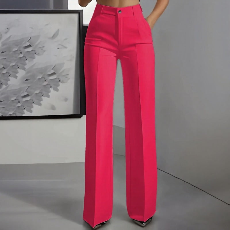 Calça Dahlia™ em Alfaiataria Premium com Cintura Alta e Modelagem Pantalona