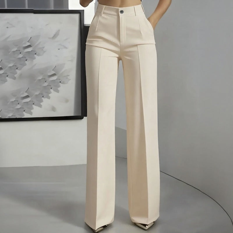 Calça Dahlia™ em Alfaiataria Premium com Cintura Alta e Modelagem Pantalona